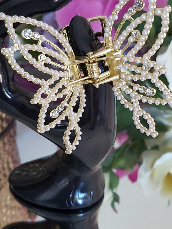Butterfly Shaped Pearl Hair Claw clip