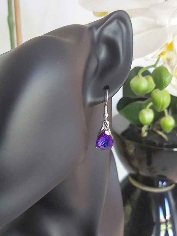 Two-tone Rhinestone Water Drop Earrings