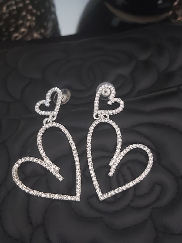 Rhinestone Heart Shaped Earrings