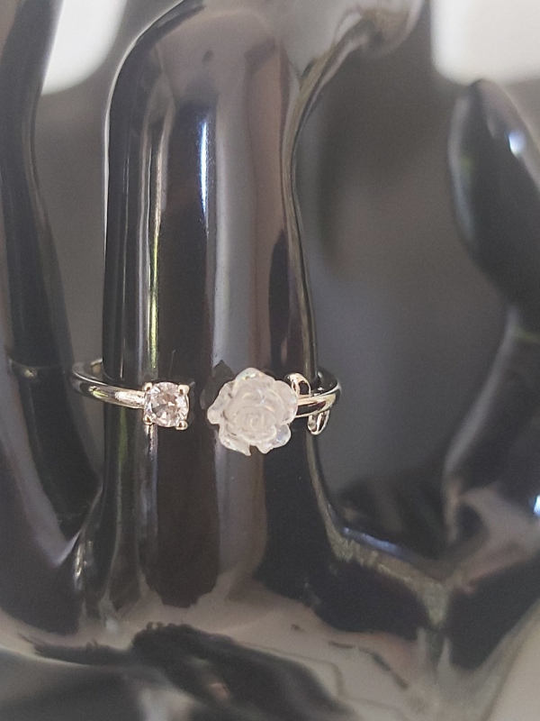 Rose and Rhinestone Ring